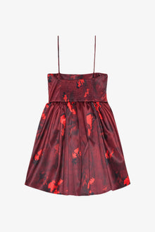 Red Floral Print Satin Strap Mini Dress | Winery