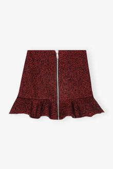 Red Herringbone Wool Mini Skirt | Winery