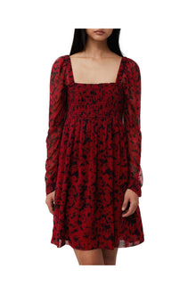 Red Printed Georgette Mini Dress | Syrah