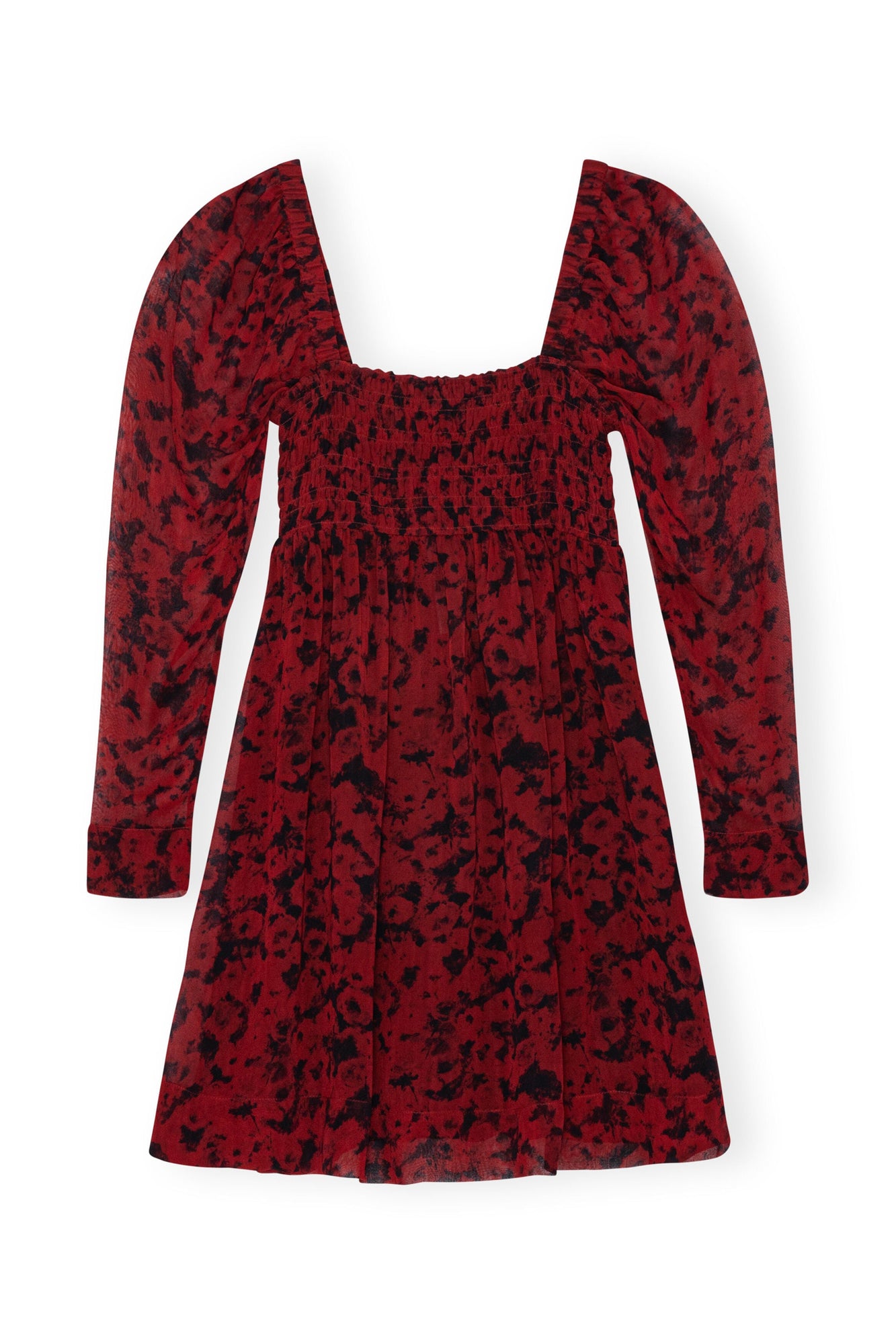 Red Printed Georgette Mini Dress | Syrah