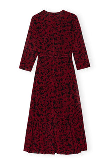 Red Printed Light Georgette Wrap Midi Dress | Syrah