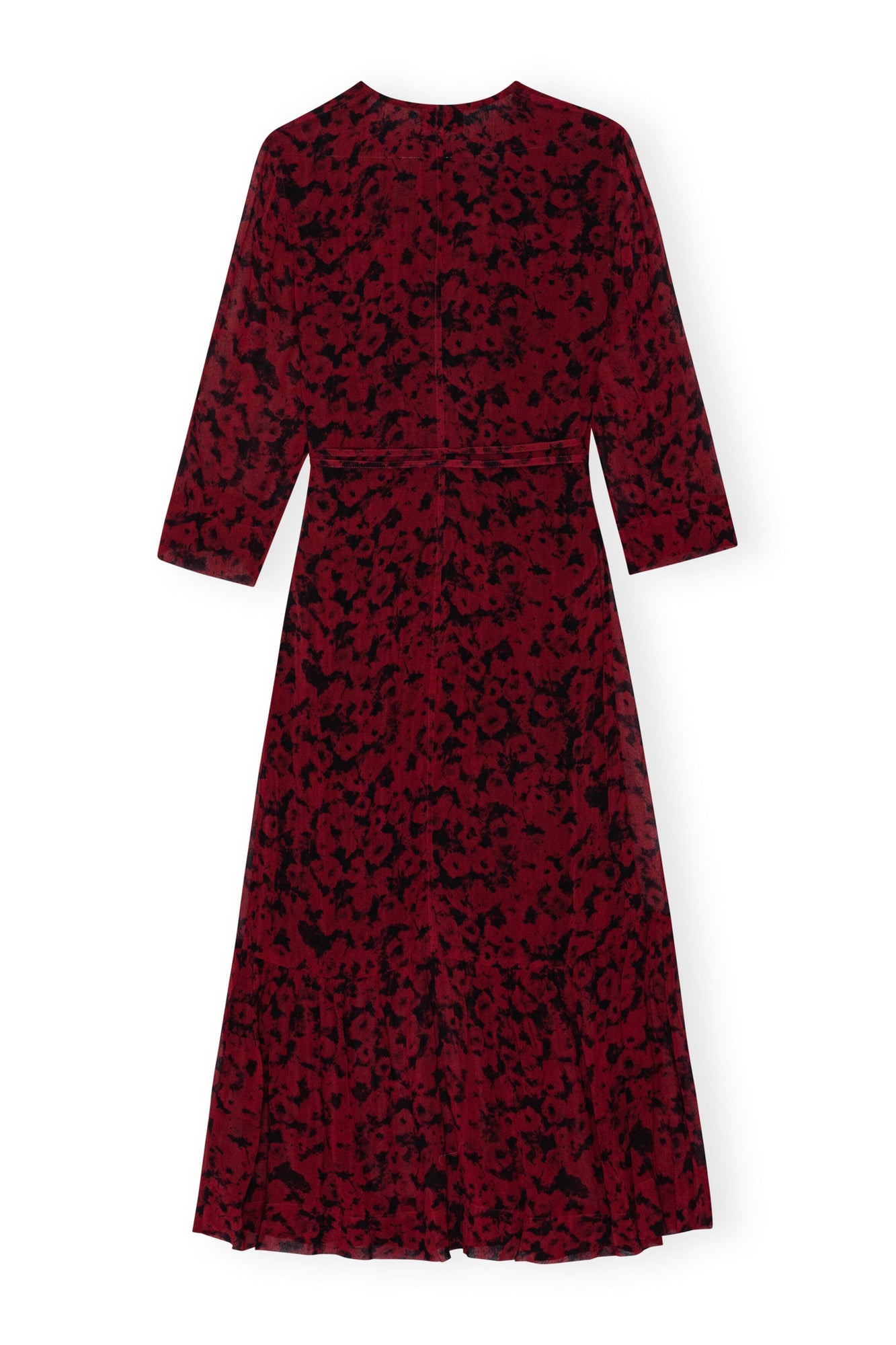 Red Printed Light Georgette Wrap Midi Dress | Syrah