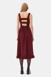 Red Sheer Midi Strap Smock Dress | Winery
