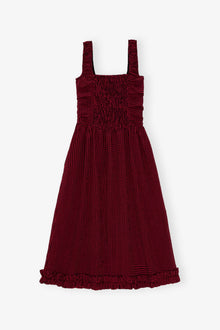 Red Sheer Midi Strap Smock Dress | Winery