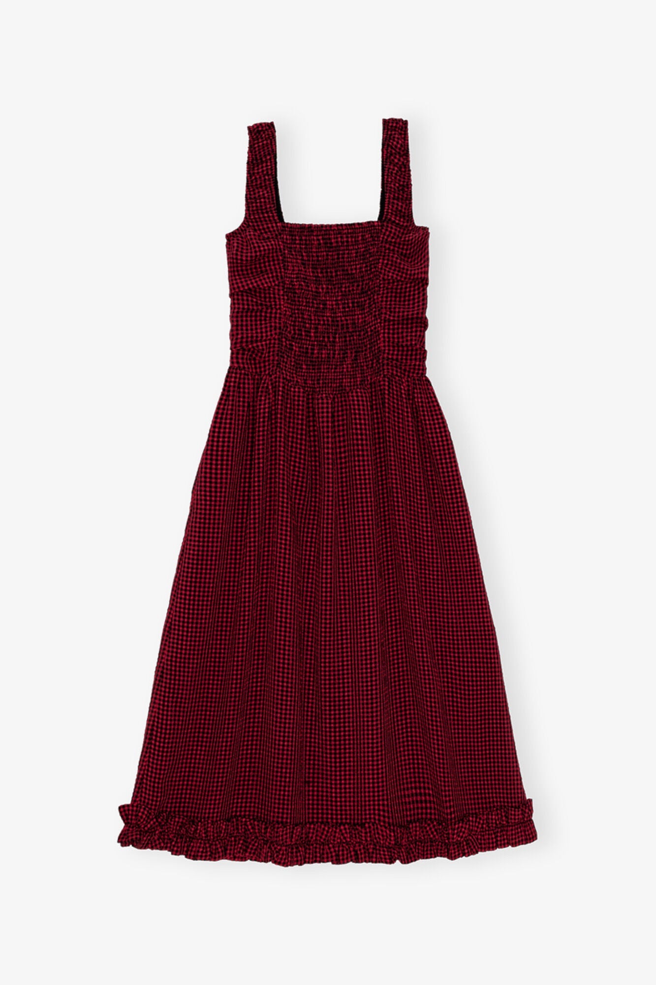 Red Sheer Midi Strap Smock Dress | Winery
