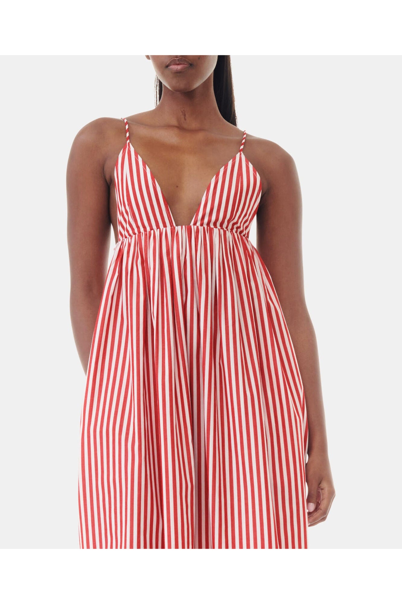 Red Stripe Cotton Strap Midi Dress | Barbados Cherry
