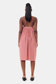 Red Stripe Cotton Strap Midi Dress | Barbados Cherry