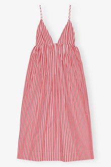 Red Stripe Cotton Strap Midi Dress | Barbados Cherry