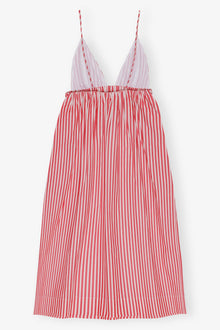 Red Stripe Cotton Strap Midi Dress | Barbados Cherry