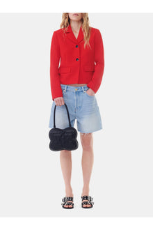Red Twill Suiting Fitted Blazer | Barbados Cherry