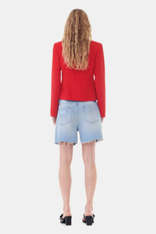Red Twill Suiting Fitted Blazer | Barbados Cherry