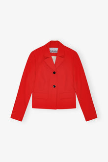 Red Twill Suiting Fitted Blazer | Barbados Cherry