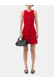 Red Twill Suiting Mini Dress | Barbados Cherry