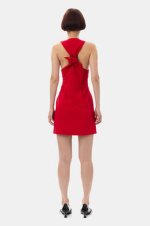 Red Twill Suiting Mini Dress | Barbados Cherry