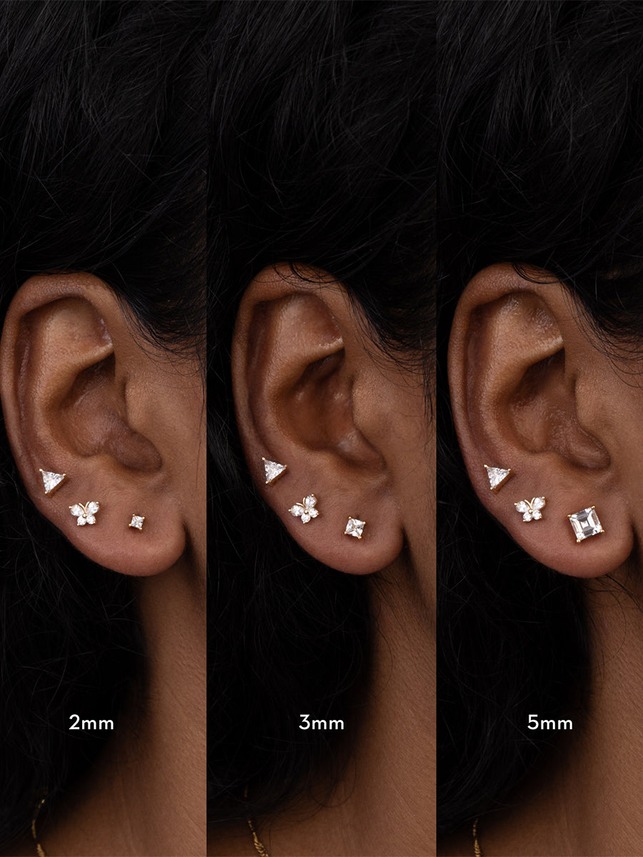 Princess Stud Earrings | 5A Grade Cubic Zirconia | Silver Plated Brass