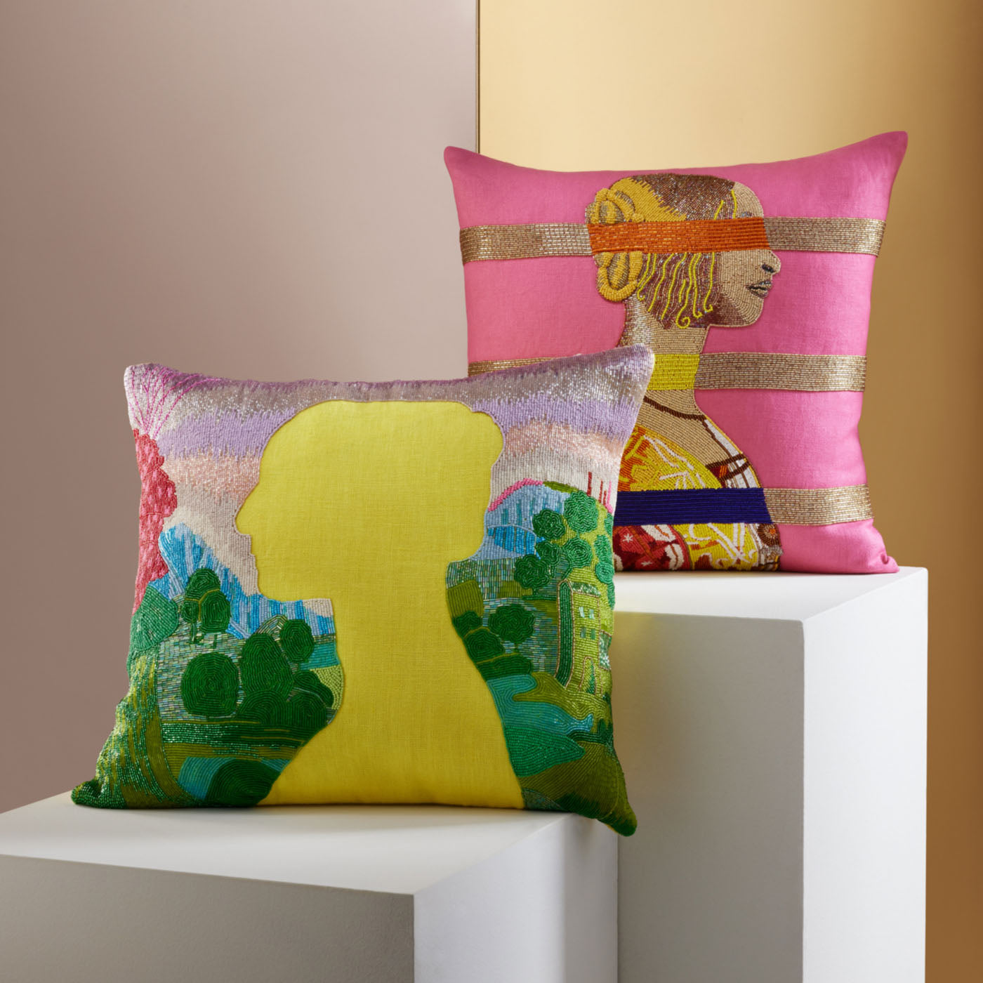 Renaissance Bars Beaded Pillow with Juliet Chair