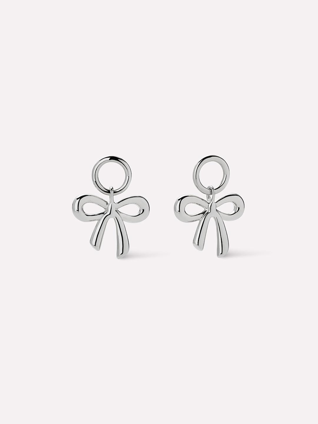 Rhodium Plated Bow Dainty Silver Earring Charms For Women Ana Luisa Bow Charms Silver