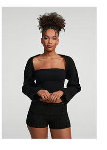 Ribbed Knit Shrug | Black