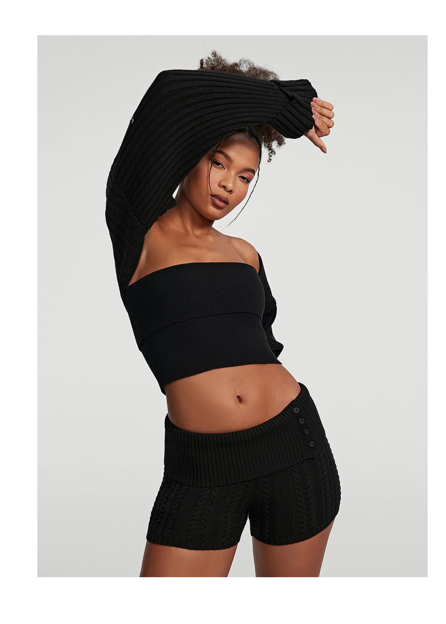 Ribbed Knit Shrug | Black