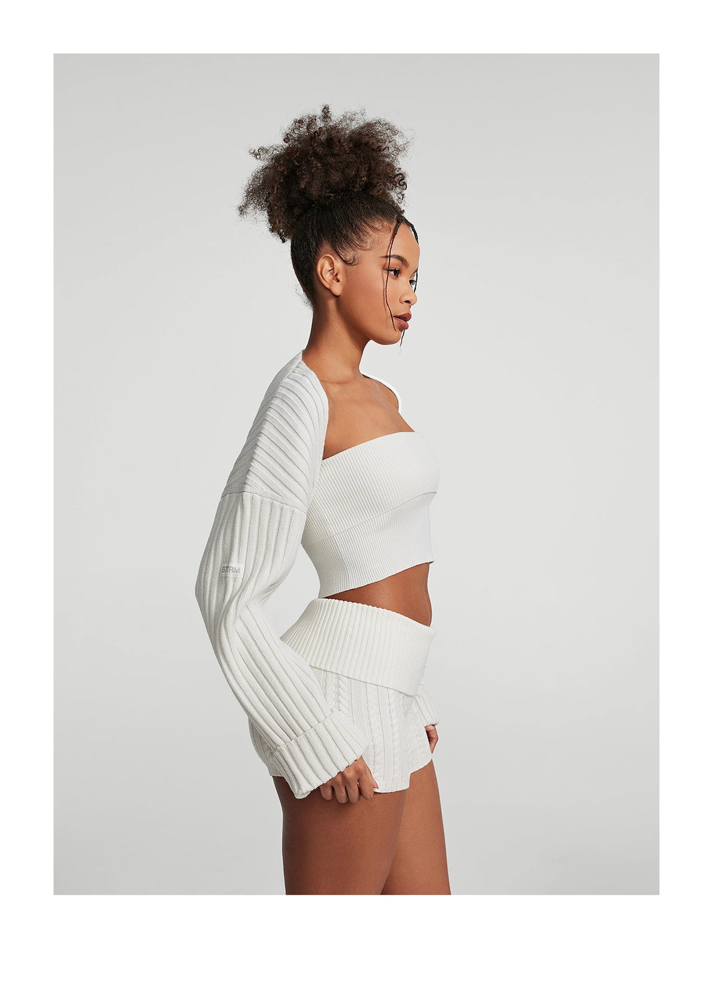 Ribbed Knit Shrug | White