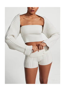 Ribbed Knit Shrug | White