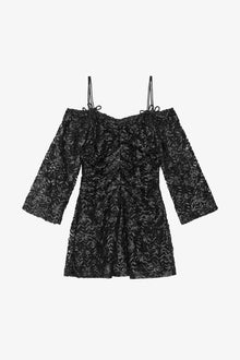 Ribbon Tulle Mini Dress | Black