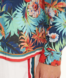 Ridley Linen Multi Anemone Relaxed Fit Overhead Shirt | Multicolour