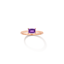 Birthstone Baguette Ring - Amethyst Vermeil 14k 18k Rose Gold First