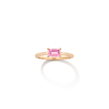 Birthstone Baguette Ring - Pink Tourmaline Vermeil 14k 18k Yellow Gold First