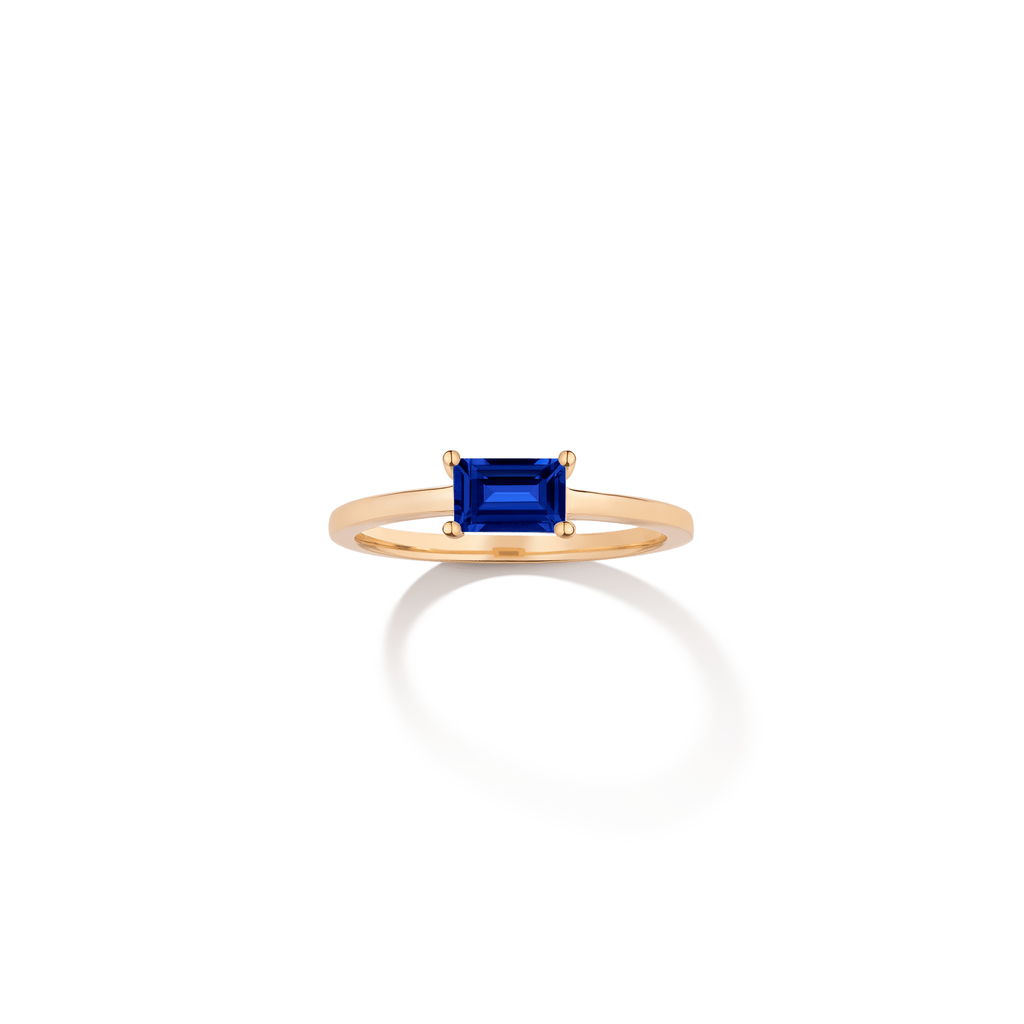 Birthstone Baguette Ring - Sapphire Vermeil 14k 18k Yellow Gold First