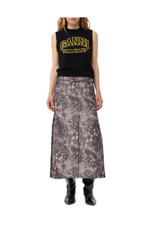 Rippled Jacquard Long Slit Skirt | Black Lotus