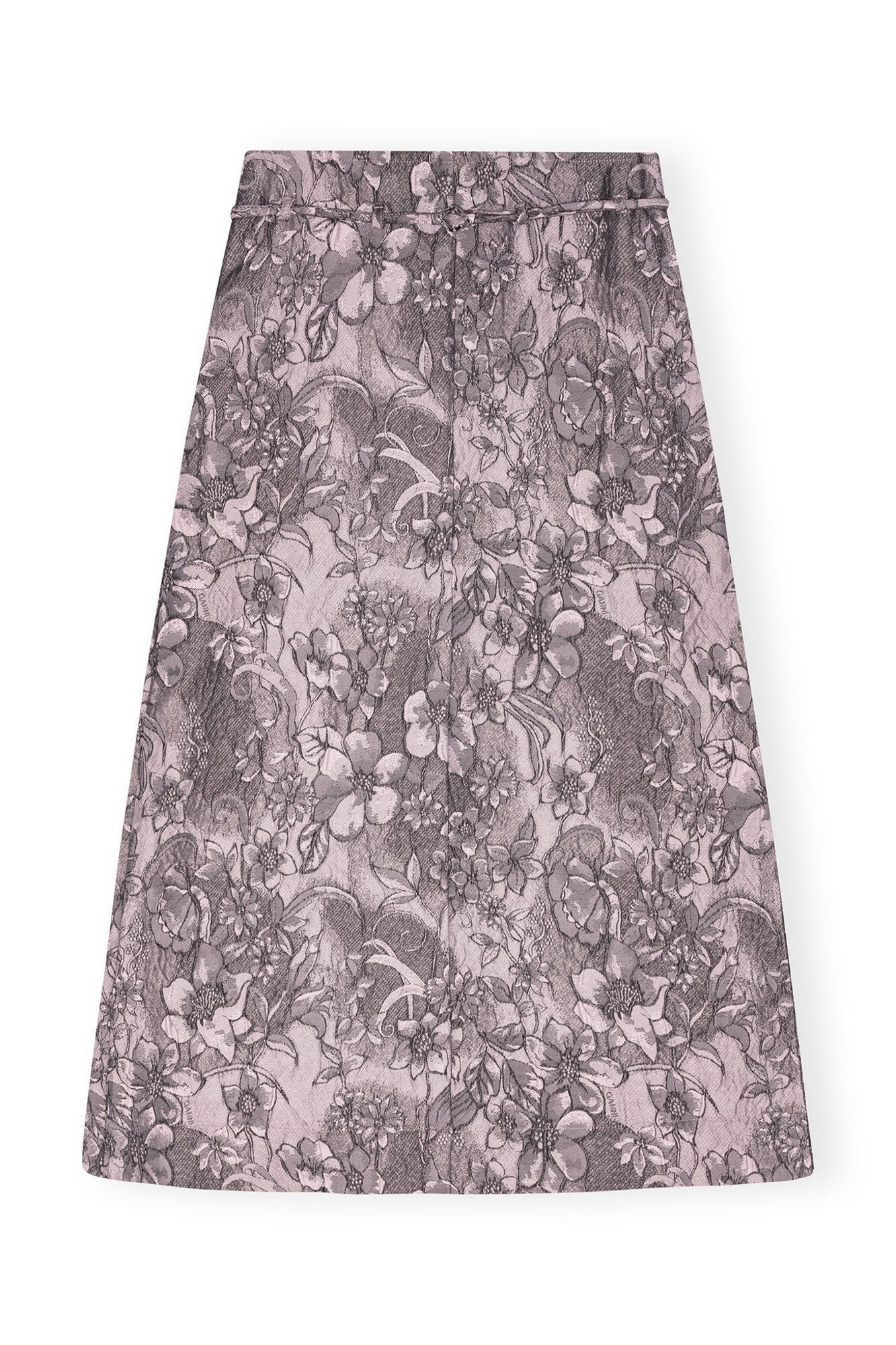 Rippled Jacquard Long Slit Skirt | Black Lotus