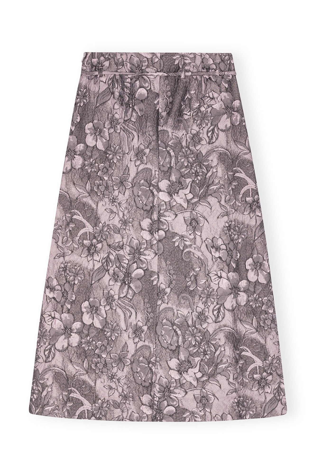 Rippled Jacquard Long Slit Skirt | Black Lotus