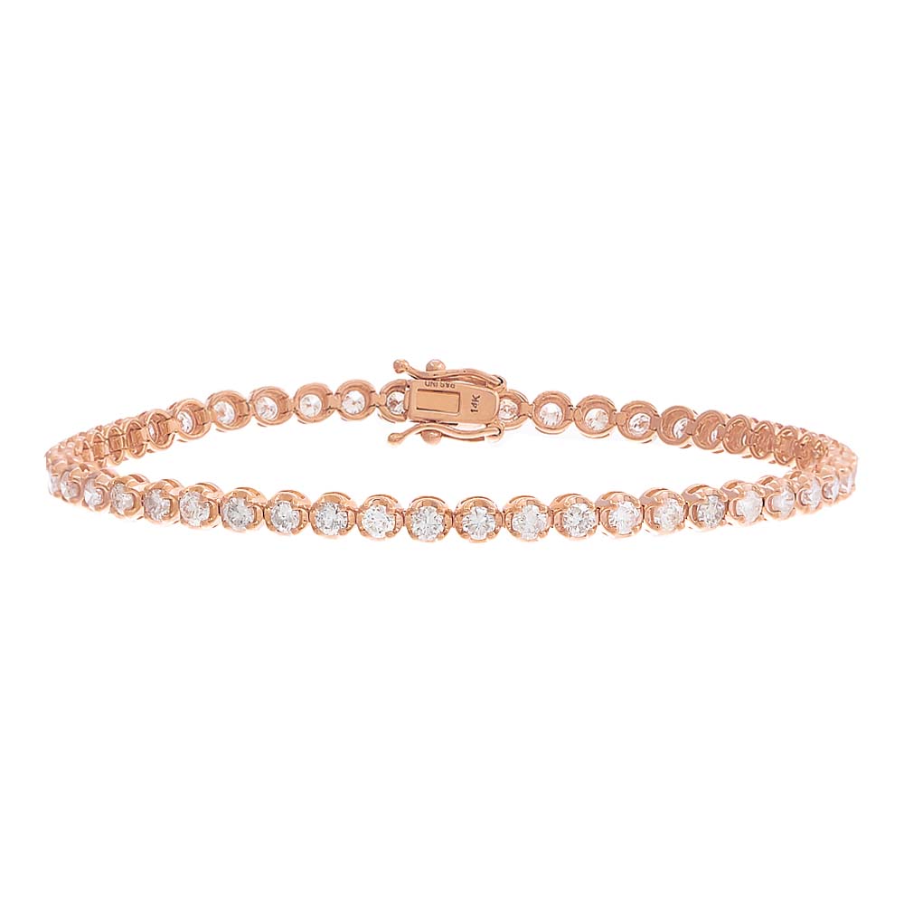 14K Rose Gold 3 Carat Diamond Tennis Bracelet 14K - Adina's Jewels