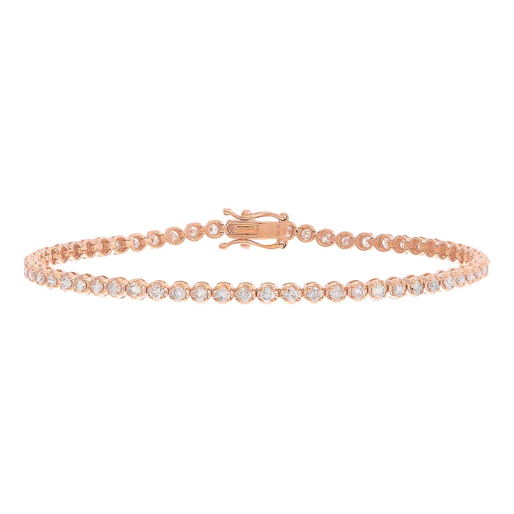 14K Rose Gold 2 Carat Diamond Tennis Bracelet 14K - Adina's Jewels