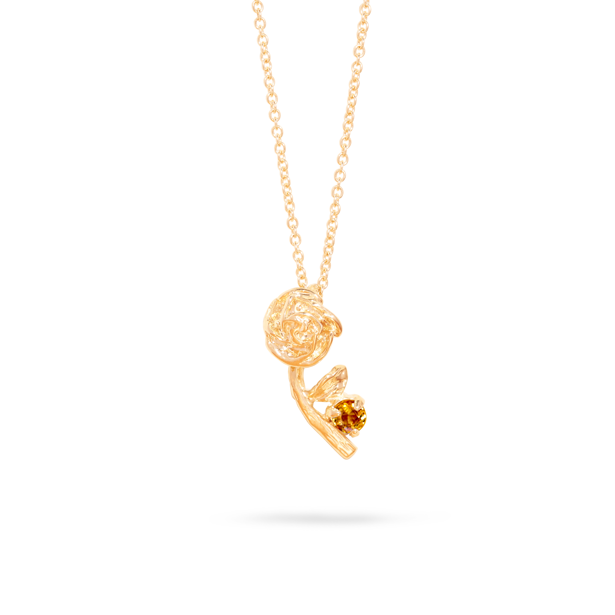 Stone and Strand 10K Yellow Gold Rose Charm With Citrine Necklace Front Image