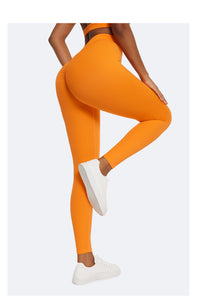 Ruched High-Waisted Leggings | Orange