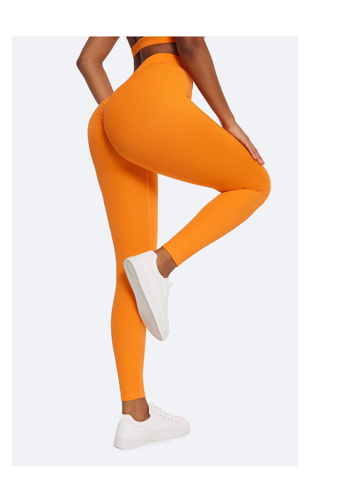 Ruched High-Waisted Leggings | Orange