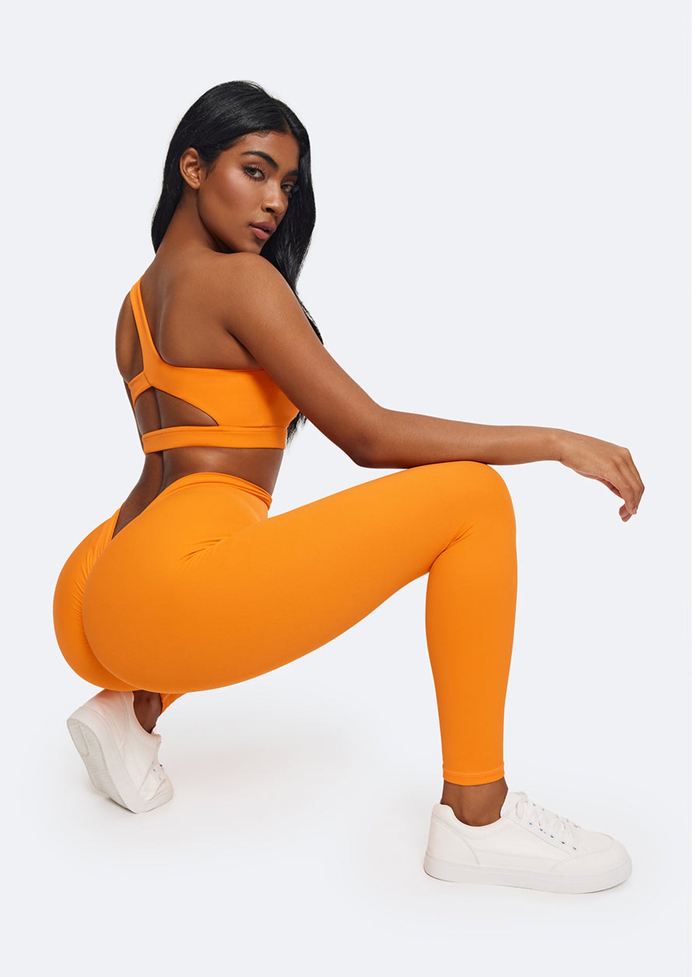 Ruched High-Waisted Leggings | Orange
