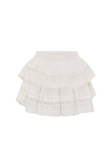 Ruffle Mini Heart Eyelet Lace Skirt | White