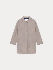 Women | A Line Four Button Houndstooth Coat | Beige