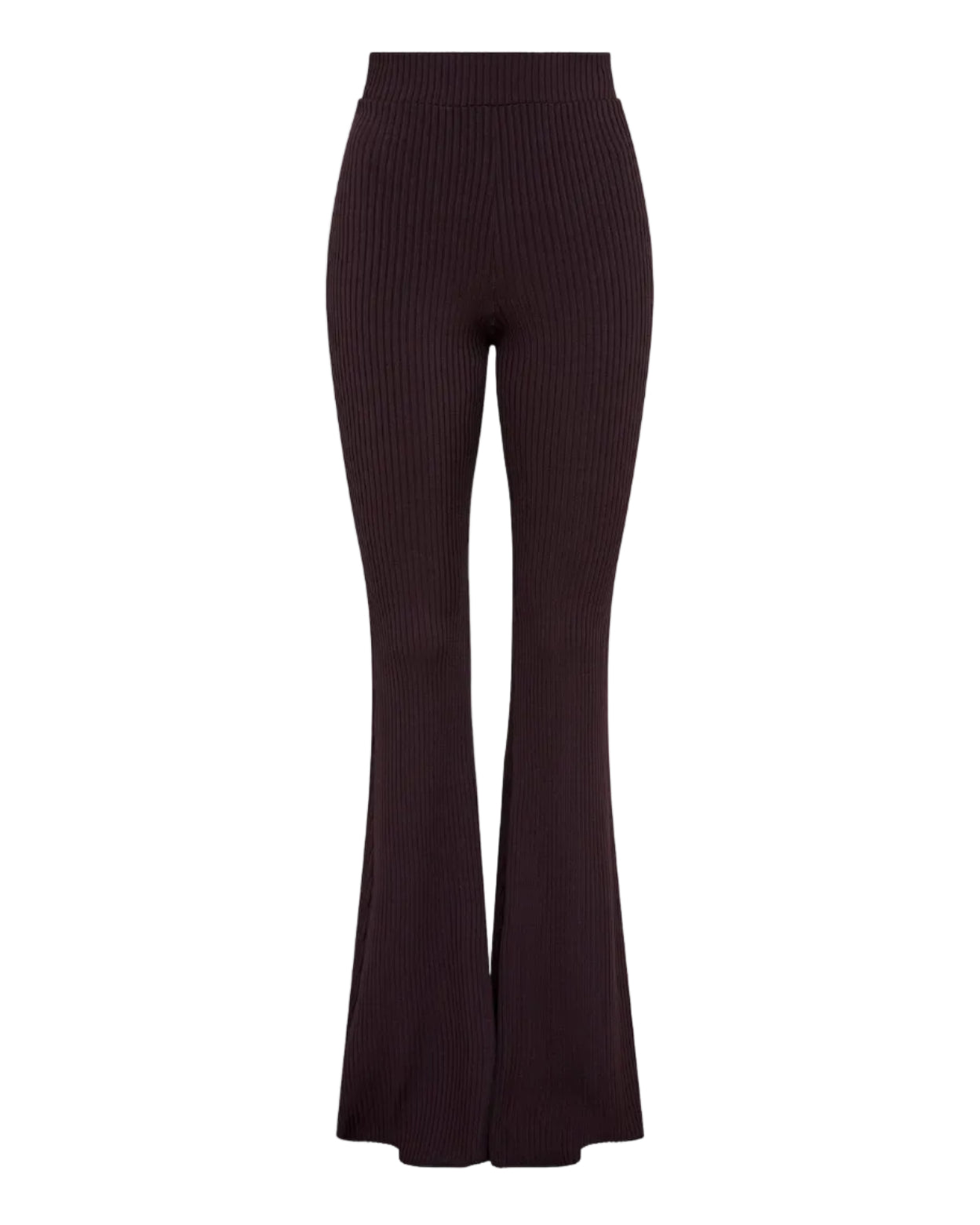 Ribbed Flare Pants Chocolate Coloured