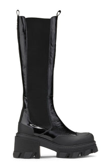 Glossy Cleated Chelsea Boots | Black