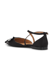 Butterfly Pointy Cut Out Ballerina Satin | Black