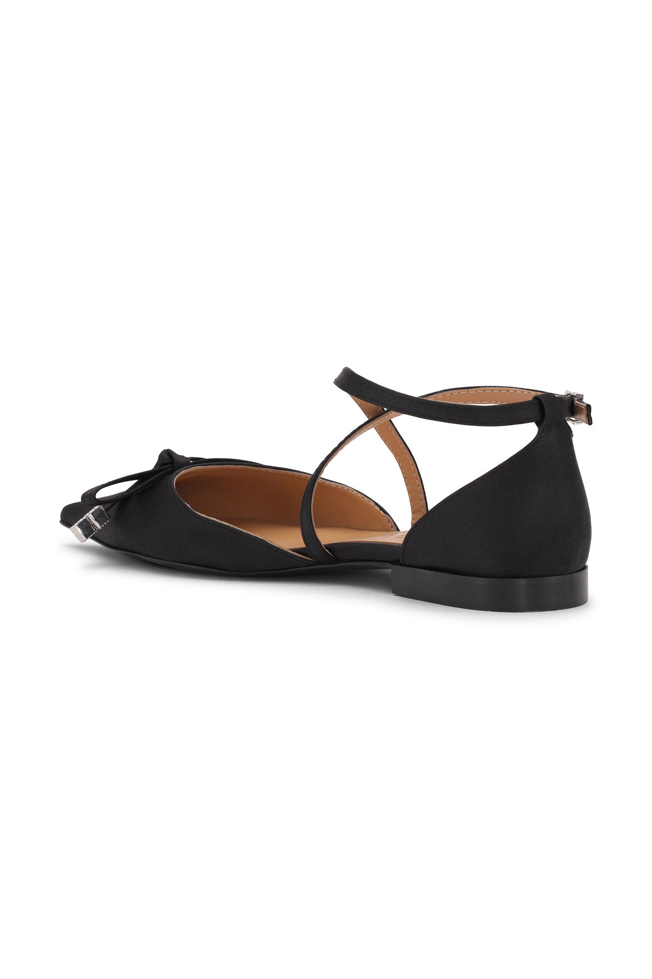 Butterfly Pointy Cut Out Ballerina Satin | Black