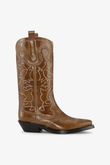 Mid Shaft Embroided Western Boot | Tiger's Eye