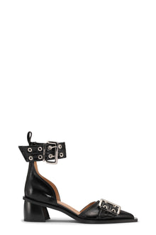 Feminine Buckle Open Cut Pumps - I | Black