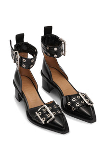 Feminine Buckle Open Cut Pumps - I | Black