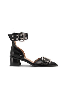 Feminine Buckle Open Cut Pumps - I | Black