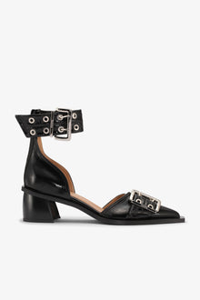 Feminine Buckle Open Cut Pumps - I | Black